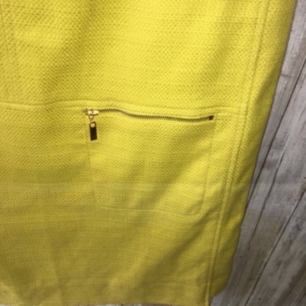 Tahari Yellow Sheath Dress With Pockets - Picture 3 of 5